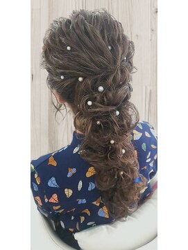 ハナココ 水戸店(hana Coco) セミロングでも編み下ろし!結婚式 二次会 お呼ばれ 花嫁 撮影