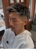 ツイストパーマ×ホワイトメッシュ×スキンフェード