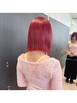 ロンドシエル 横浜(Lond ciel) 切りっぱなしボブ/暖色カラー/チェリーレッド/ダブルカラー