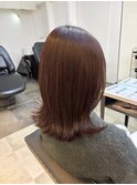 レッドブラウンカーディナルレッドワインレッドくびれヘア韓国風