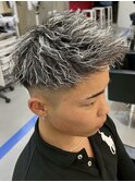 名古屋ツイストスパイラルパーマホワイトメッシュハイライト