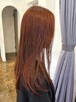 ヘアーアイスカルテット(HAIR ICI QUARTET)&nbsp;オレンジカラー ロング×レイヤーカット×透明感×秋カラー