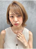 【佐藤健太郎】ミルクティーベージュ外ハネ小顔レイヤーボブ