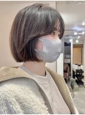 モードに大人可愛いダークアッシュイメチェンボブ