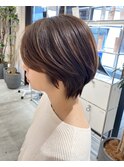 大人ショートレイヤー/耳かけ/白髪ぼかし/髪質改善30代40代50代