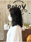 ミディアムパーマ×プードル×暗めカラー　【Rotohair】