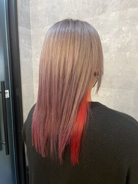 ブレイブ ヘアデザイン(BRaeVE hair design) ピンクベージュ×インナーレッド