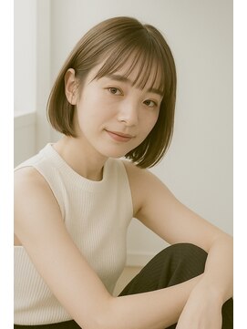 アンドヘアサロン(AND hair salon) ミルクティーベージュ/大人可愛いナチュラルボブ/シースルー＠