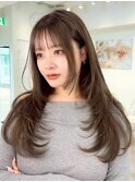 A74韓国ヘアーオリーブベージュザクザクレイヤーカット