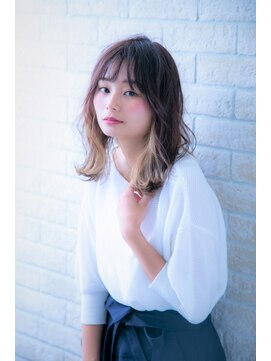 ヘアーアートシフォン 池袋西口店(Hair art chiffon) ミニマムボブモードジグザグバング3Dカラーノットヘアブルージュ