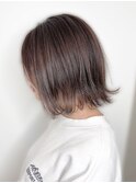 20代30代40代外ハネボブ似合わせカット白髪ぼかしアースカラー