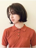 ボブ/ミニボブ/銀座/ニュアンスパーマ/ベージュ/顔周り/前上がり