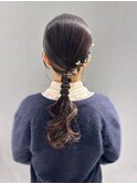 タイトポニー/お呼ばれヘアアレンジ/ローポニーアレンジ