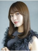 ストレート内巻きミディアムロング_F0159