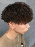 奈良men's縦落ちツイストスパイラルパーマ刈り上げマッシュ