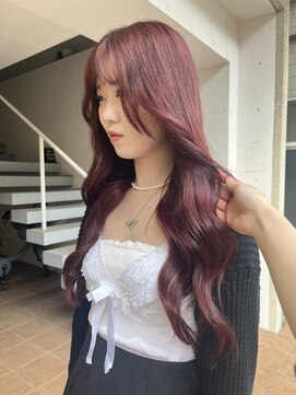 アジールヘア 北千住駅西口店(agir hair) ブリーチ無しダブルカラーカシスピンクカラー北千住