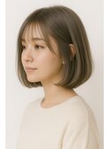 髪質改善で艶めくカーキベージュボブ♪