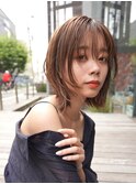 ミディアムレイヤーカットボブウルフ/10代20代/インナーカラー
