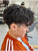 波巻きパーマメンズパーマメンズヘアツーブロックツイストパーマ