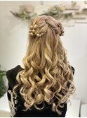 編み込みツインハーフアップ