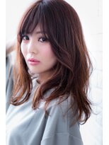 エルデ ナインズ ヘアー スタンド 川口店(elde 9's HAIR STAND)&nbsp;89モーブカラー&セミウェットなワイドバングなくびれミディ 川口