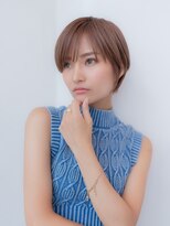 20代30代大人可愛い斜めバング小顔ショートボブシルキーベージュ