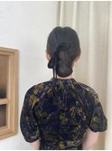 タイト　シニヨン　ヘアアレンジ　結婚式ヘアセット