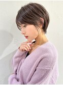 前髪あり耳掛け丸みくびれショートボブ20代30代40代50代（蘭）