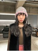 丸型ホワイトグレージュミニウルフデジタルパーマチェリーブラウ