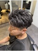 刈り上げセンターパートフェザーパーマサーフカールr