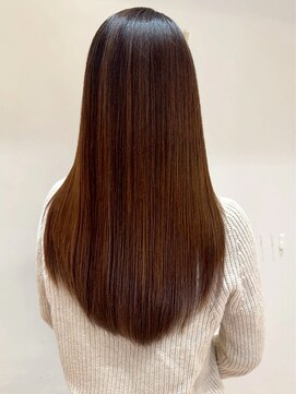 髪質改善ストレート 艶髪 20代 ブラウンベージュカラー 透明感