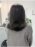 ブリーチなしダブルカラー/暗めグレージュ/赤み消し/ミディアム