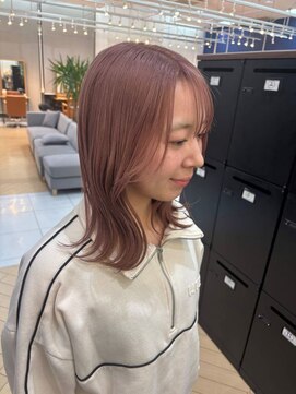 ユニ バイ マグ 長野店(Uni.by Mag) " 透け感抜群" ダブルカラー ミルクティーピンクベージュ