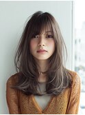 ミディアムレイヤー/ダブルカラー/ブリーチなし/モカベージュ
