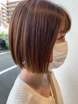 ソレイユ シンサカエ(SOLEIL SHINSAKAE) 定番カワイイ♪パツっと切りっぱなしボブ×ベージュ☆