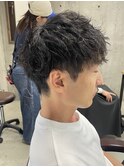 メンズ/アップバング/ツーブロックマッシュ/束感ショート波巻き