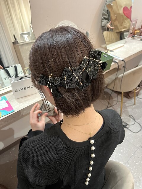 リボンアレンジ♪ボブヘアアレンジ