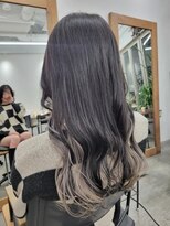 ヘッツ 仙台駅前店(HETTU)&nbsp;黒髪/グレーベージュ/レイヤーロング/前髪パーマ
