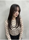 セミロング/前髪なしレイヤーカット/顔まわりレイヤー2wayバング