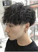 大分ツーブロック刈り上げマッシュツイストスパイラルパーマ強め