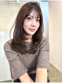 髪質改善ミディアムレイヤー艶髪カラー顔まわりレイヤー