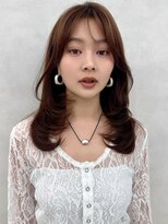 エジョン 三鷹店(Aejon) 顔まわりレイヤーカット姫カットレイヤーアプリコットオレンジ