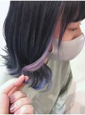 【Blue】#インナーカラー#パープルピンク#ネイビー