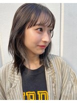 顔まわりレイヤー/インナーカラー/くすみブルー[東銀座/銀座]
