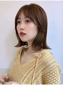 大人可愛い20代30代40代小顔外はねロブ×ラテベージュ