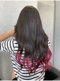 グラデーションカラー 裾カラーピンク ピンクパープル