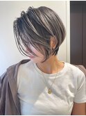 外国人風前下がりショート ハイライトバレイヤージュ t86