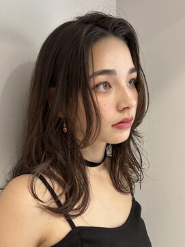 アースモード 亀戸店(EARTH Mode) 20代30代40代ブルーカラーロングウルフ毛先パーマ耳掛け美肌