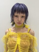 ハイレイヤーウルフカットハイトーンパープルデザインカラー
