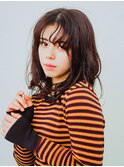 黒髪ボブルフネビージュ小顔ワンレンスペインカール
